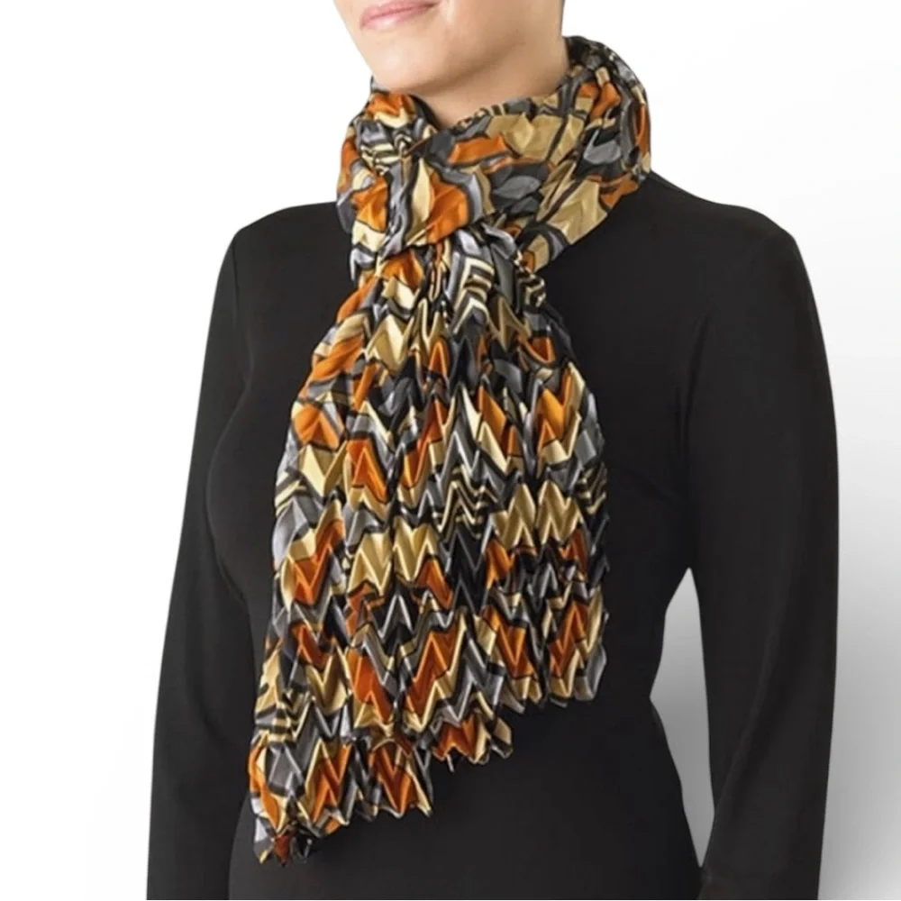 Frank Lloyd Wright Altar Screen Pleated Chevron Scarf Geometric Colorful NWT